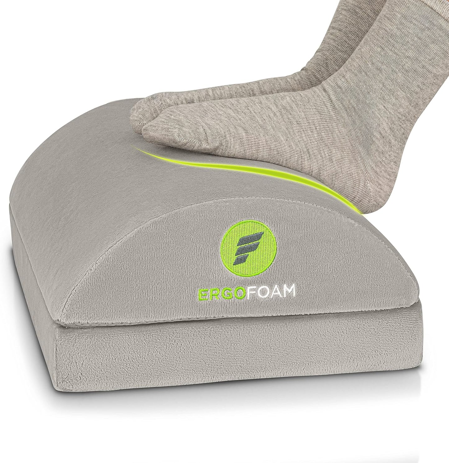ErgoFoam Foot Rest for Under Desk at Work Adjustable - Chiropractor-Endorsed, High-Density Foam, Velvet (Black)