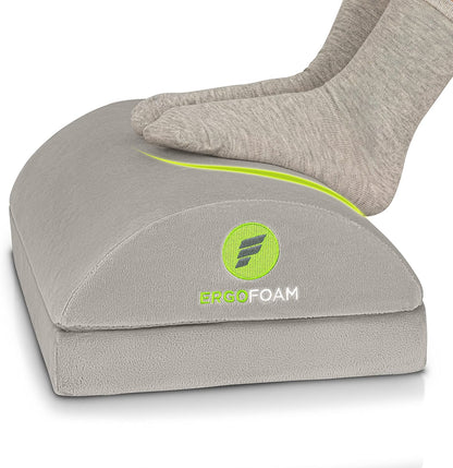 ErgoFoam Foot Rest for Under Desk at Work Adjustable - Chiropractor-Endorsed, High-Density Foam, Velvet (Black)