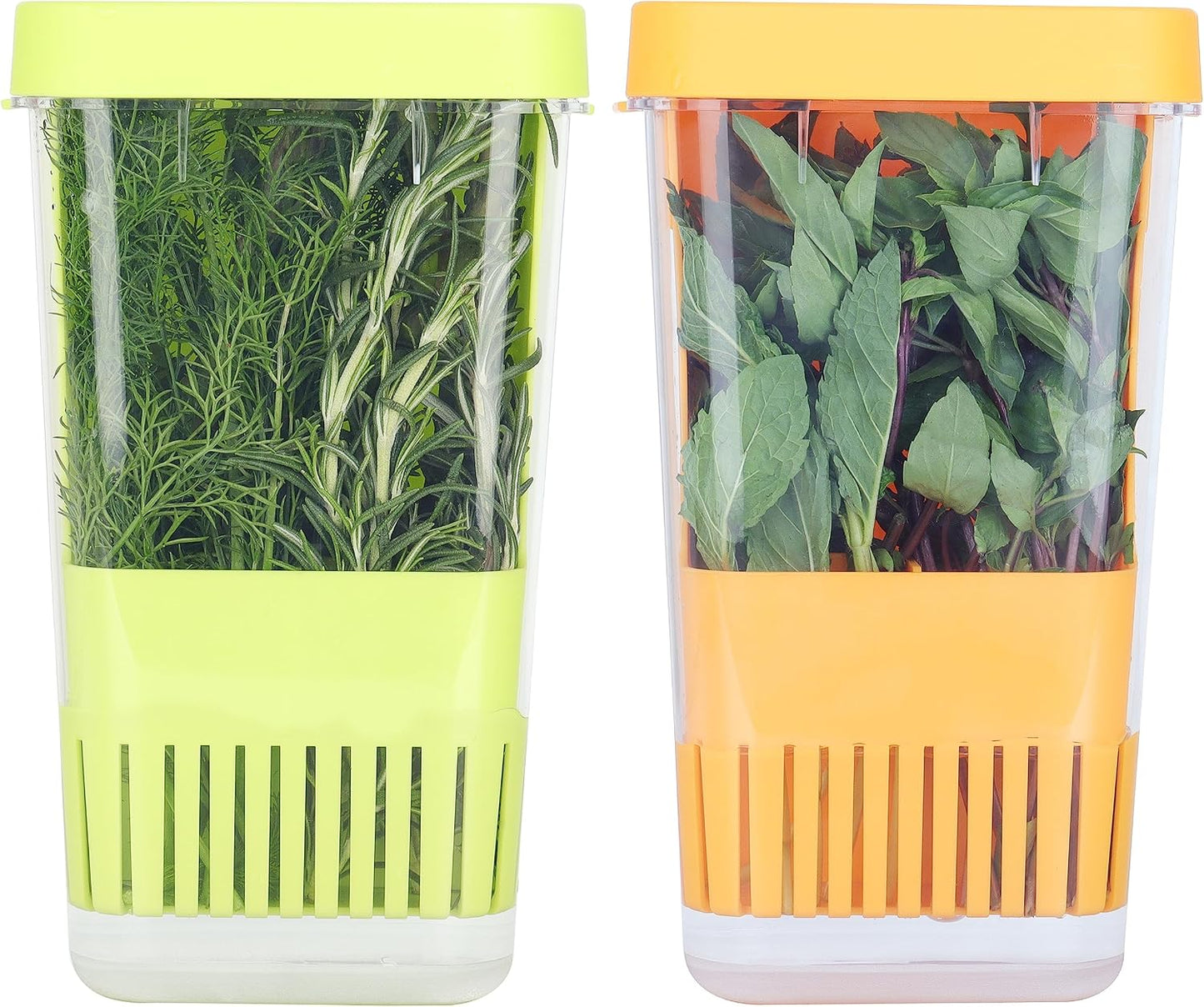 LUVCOSY 3 Pack Herb Keeper, BPA-Free Plastic Herb Saver with an Inner Basket for Cilantro, Mint, Parsley, and Asparagus, Keeps Fresh Herbs for 3 Times Longer