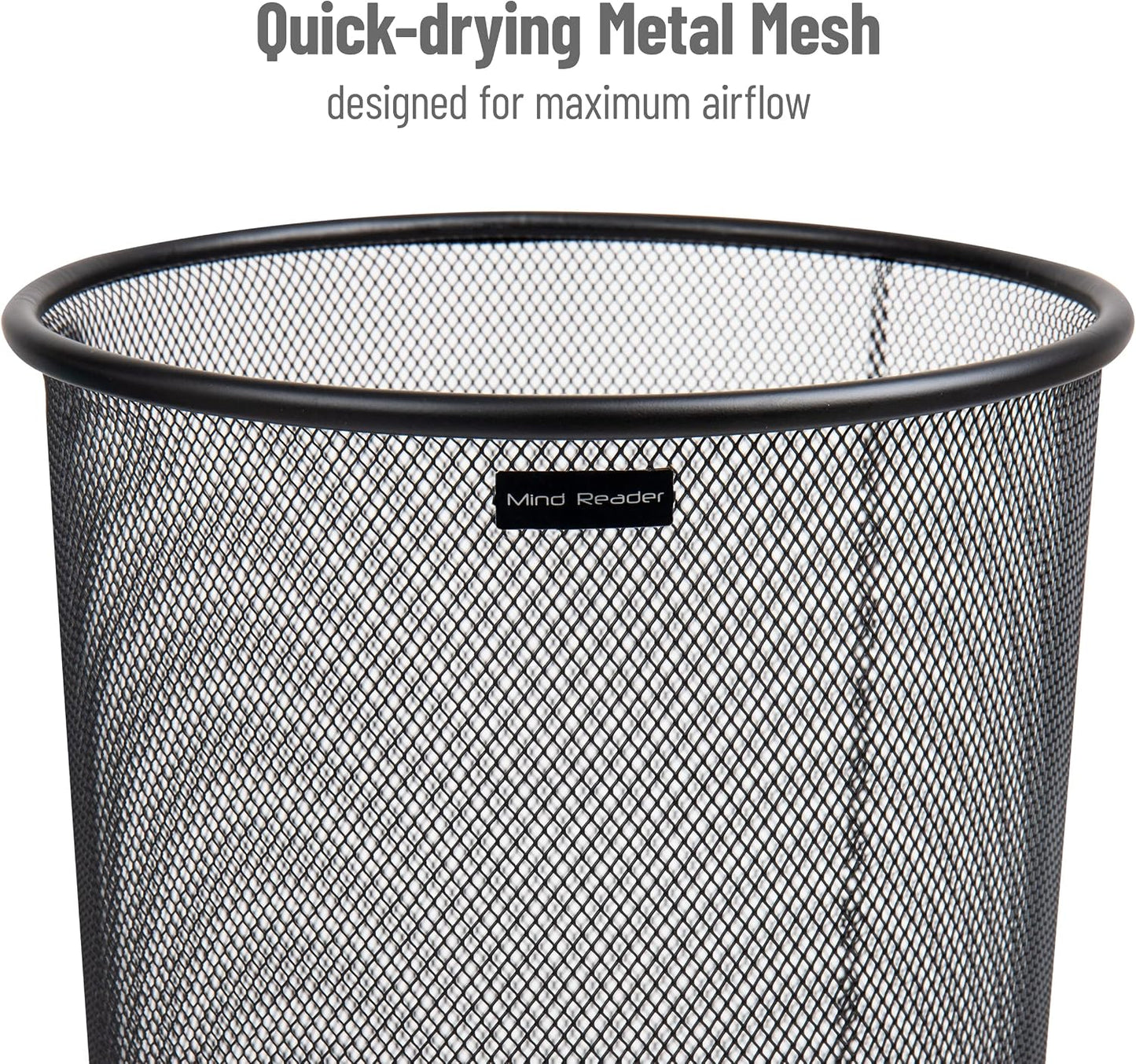 Mind Reader Umbrella Stand, Multi-Purpose Mesh Storage Stand, Organizer for Office and Entryway, Metal Mesh, Black