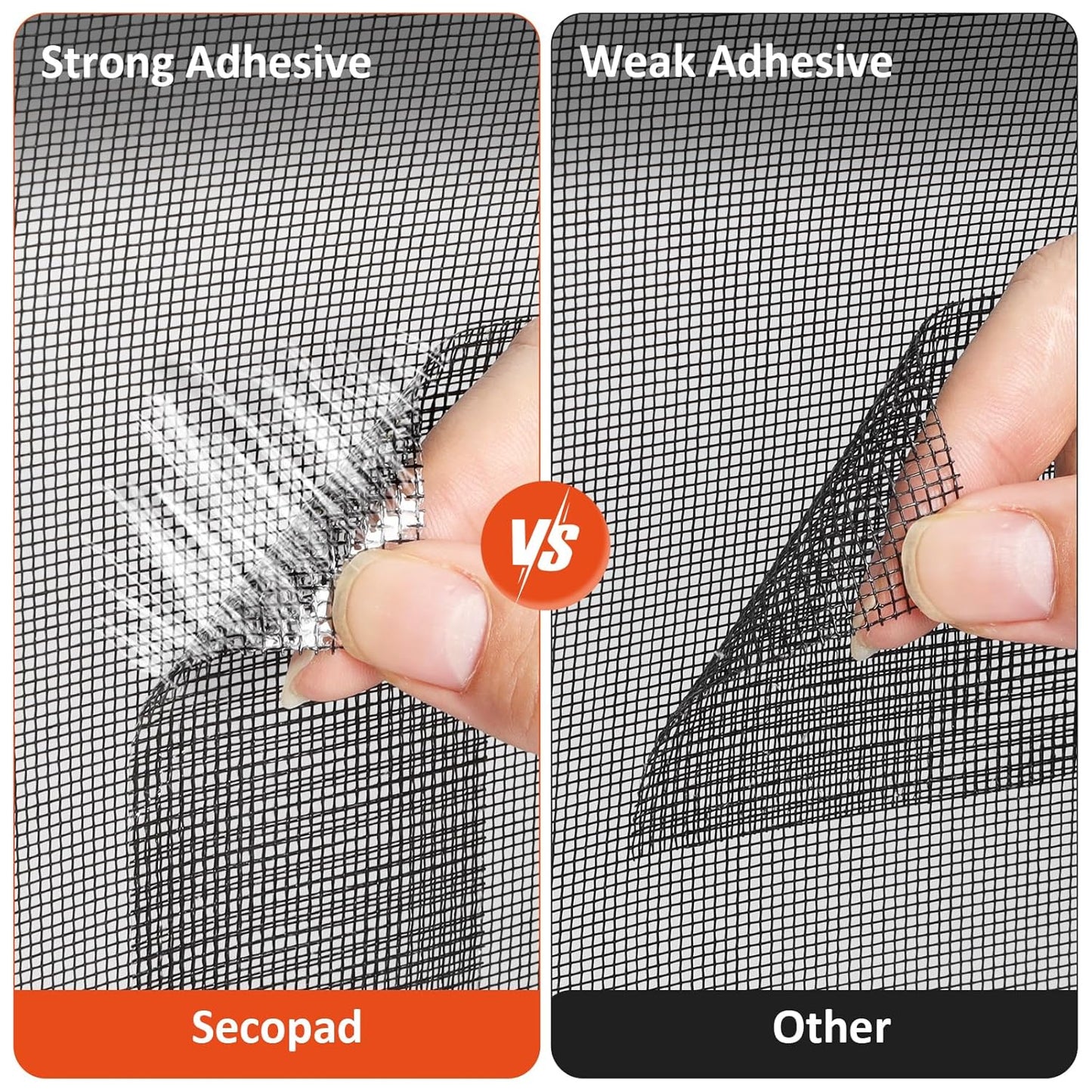 Secopad 2" x 180" (15FT) Screen Repair Tape, Fold Screen Repair Kit, Grey | Window Screen Patch, Quick Repair, Strong Adhesive, Easy to Use, For Mesh Window & Door, Cuttable Fiberglass, No Tools Needed