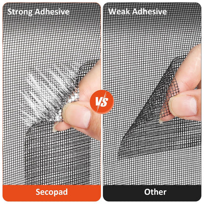 Secopad 2" x 180" (15FT) Screen Repair Tape, Fold Screen Repair Kit, Grey | Window Screen Patch, Quick Repair, Strong Adhesive, Easy to Use, For Mesh Window & Door, Cuttable Fiberglass, No Tools Needed