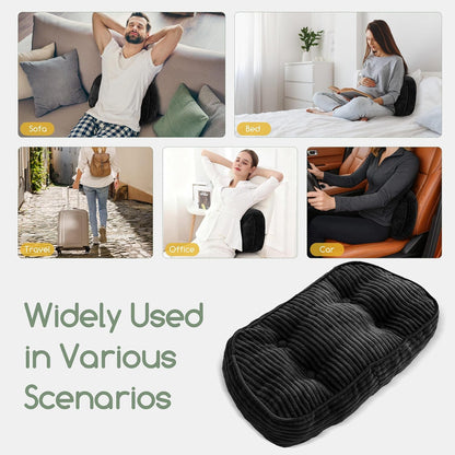 HIGOGOGO Lumbar Support Pillow for Recliner Chair/Accent Chair/Couch/Office Chair, Tufted Corduroy Back Support Cushion for Elderly, Recliner Cushions for Back Rest, Pain Relief, Reading, Dark Grey