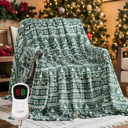 Homemate Heated Blanket Electric Throw - 50“x60“ Heating Blanket with 10 Fast Heat Levels 8 Hours Auto Off Soft Cozy Flannel Over-Heated Protection ETL Certification Keep Warming in Home | Throw with 10 Fast Heat Levels 8 Hours Auto Off Over-Heated