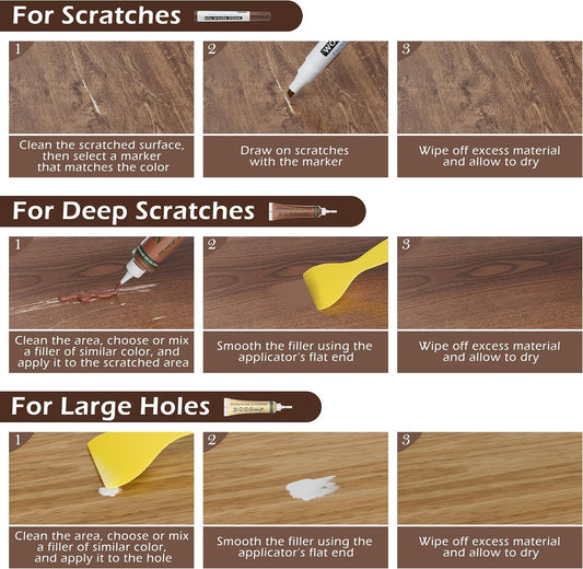 Oriflame Wood Furniture Repair Kit: 12-Color Filler and 8-Color Markers - Wood Touch Up for Scratches/Cracks/Holes/Stains in Floors/Table/Cabinets(Hardwood/Laminate)