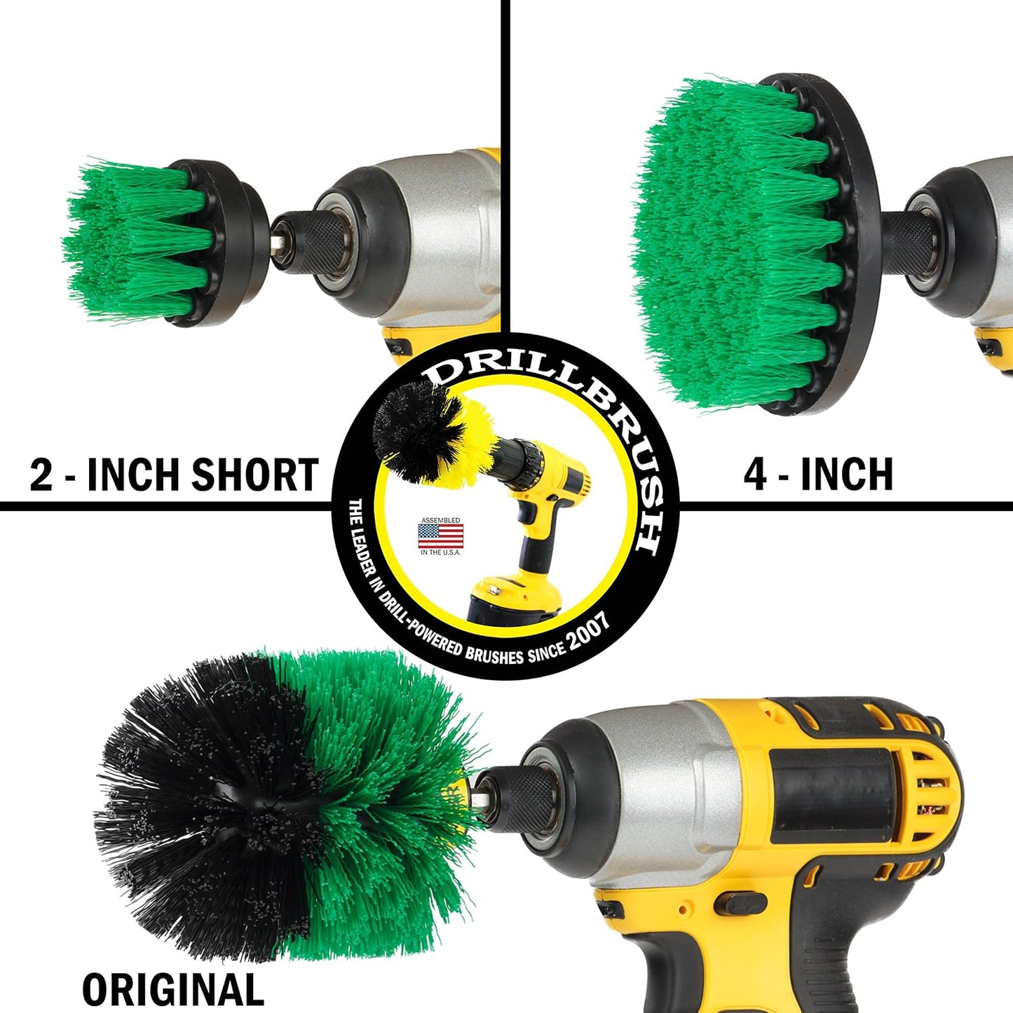 Drillbrush Shower Scrubber Drill Attachment - Car Detailing Tools - | Dishwasher Safe Drill Brush Scrubber For Cleaning Tubs, Sinks, Tile, Grout, Flooring, Carpet, Leather, Seats, Boats,