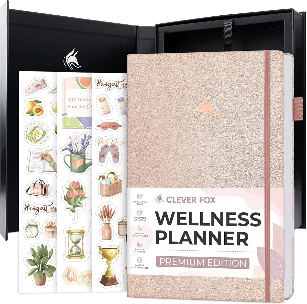 Clever Fox Wellness Journal Premium for Women, Workout & Food Light Pink