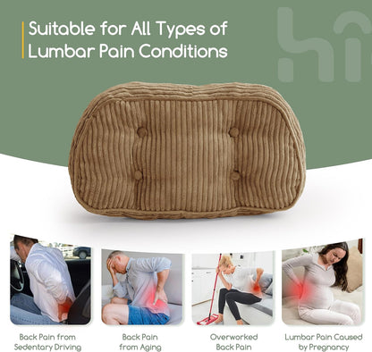 HIGOGOGO Lumbar Support Pillow for Recliner Chair/Accent Chair/Couch/Office Chair, Tufted Corduroy Back Support Cushion for Elderly, Recliner Cushions for Back Rest, Pain Relief, Reading, Dark Grey