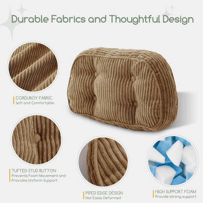 HIGOGOGO Lumbar Support Pillow for Recliner Chair/Accent Chair/Couch/Office Chair, Tufted Corduroy Back Support Cushion for Elderly, Recliner Cushions for Back Rest, Pain Relief, Reading, Dark Grey