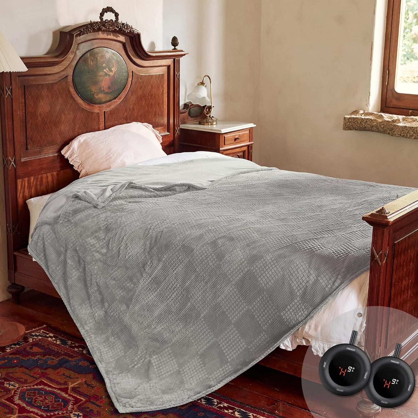 Texciting Heated Blanket 50X60,Soft Electric Blanket,ETL Certified,Grey | Heating Levels,Auto-Off Function,Heated Throw Blanket for Bed,Machine Washable,Gifts for Woman