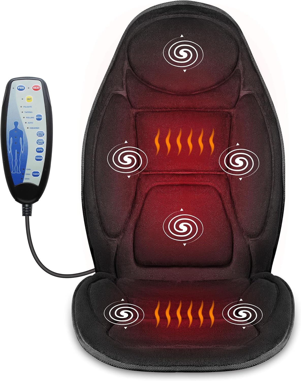 Snailax Back Massager with Heat, Vibration Massage Chair Pad, Seat Cushion | 10 Motors, 5 Modes, 3 Intensities, 2 Heat Settings, 3 Heating Areas, 30/60/90-Min Timer, Foldable, Carry Bag, 2026 Upgraded