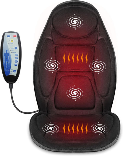 Snailax Back Massager with Heat, Vibration Massage Chair Pad, Seat Cushion | 10 Motors, 5 Modes, 3 Intensities, 2 Heat Settings, 3 Heating Areas, 30/60/90-Min Timer, Foldable, Carry Bag, 2026 Upgraded