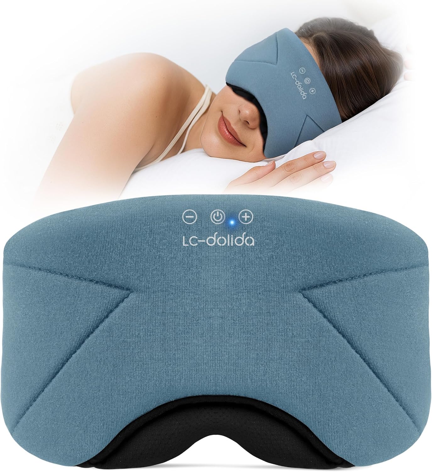 Sleep Mask with Headphones Bluetooth 5.4, LC-dolida Wireless Music Eye Mask for Sleeping Headphones with Soft Bamboo Cotton Cooling Breathable,Ultra-Thin Stereo Speaker for Side Sleepers-Khaki