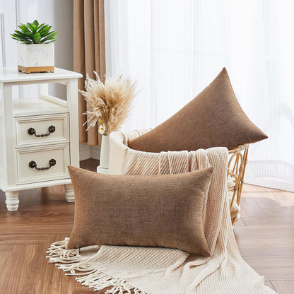 GAWAMAY Lumbar Support Pillow Decorative Rectangle Throw Pillow Covers 12"x20" Inch Set of 2, Soft Chenille Fall Pillowcase for Living Room Bedroom Sofa Couch Cushion Cover Grey 30x50cm (No Insert)