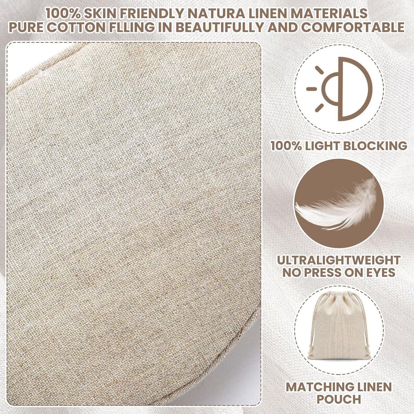 2 Set Pure Linen Sleep Mask Organic Cotton Eye Cover Gift,Linen