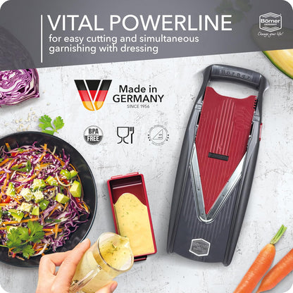 Börner by Reston Lloyd Mandoline Slicer Vital (Starter Set) • V-Slicer with 10 Cutting Styles & Safety Food Holder • Adjustable Kitchen Slicer & Dressing Function