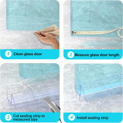 2Pack Frameless Shower Door Bottom Seal Strip for 3/8"(10mm) Glass, 39.3" Ultra Clear Polycarbonate Shower Sweep, Water Guard Barrier