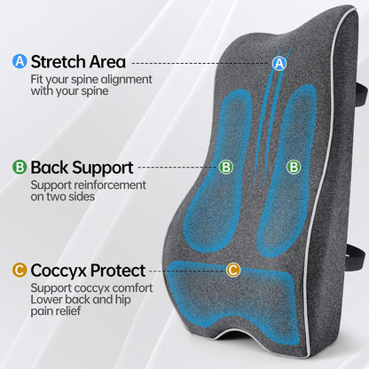 Soft Comfortable Memory Lumbar Support Pillow Back Cushion for Car & Office
