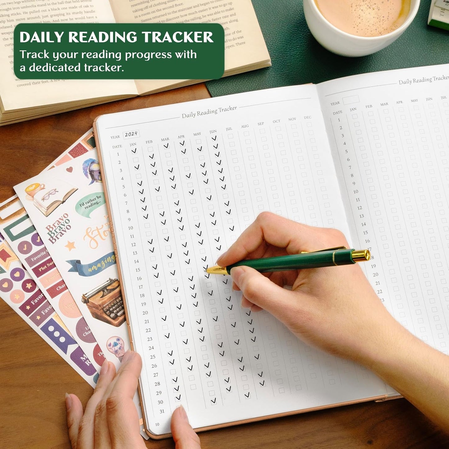 Legend Reading Journal for Book Lovers – Reading Log Tracker for Adults & Kids – Book Nerd Gifts & Accessories, 180 Reviews (Mint Cream)