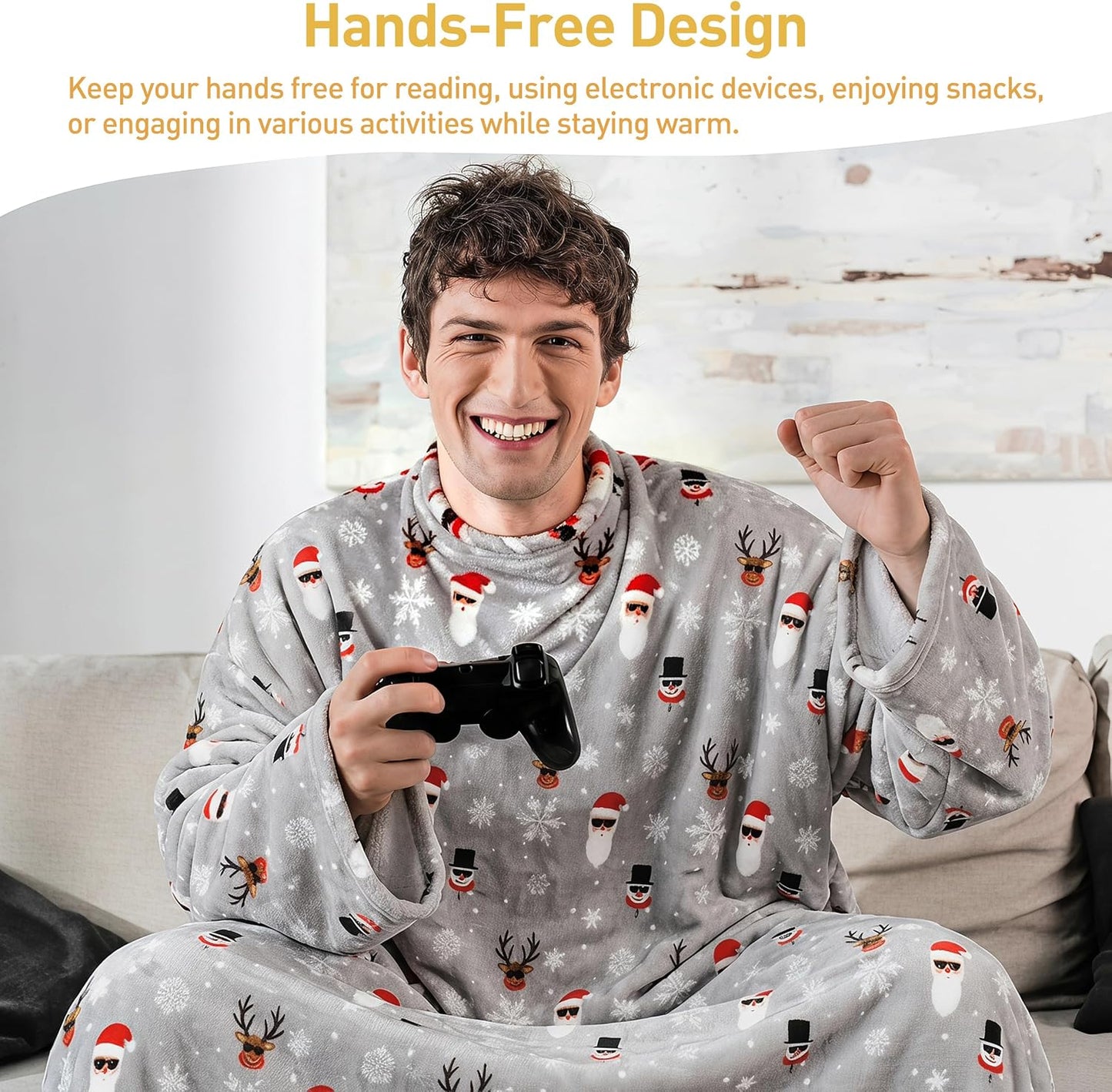 Catalonia Wearable Blanket with Sleeves & Foot Pocket for Adults | Soft Fleece Throw Wrap with Hands-Free Comfort, Perfect for Reading, TV Time & Relaxing, Christmas Gift for Women & Men
