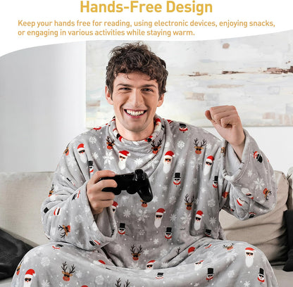 Catalonia Wearable Blanket with Sleeves & Foot Pocket for Adults | Soft Fleece Throw Wrap with Hands-Free Comfort, Perfect for Reading, TV Time & Relaxing, Christmas Gift for Women & Men