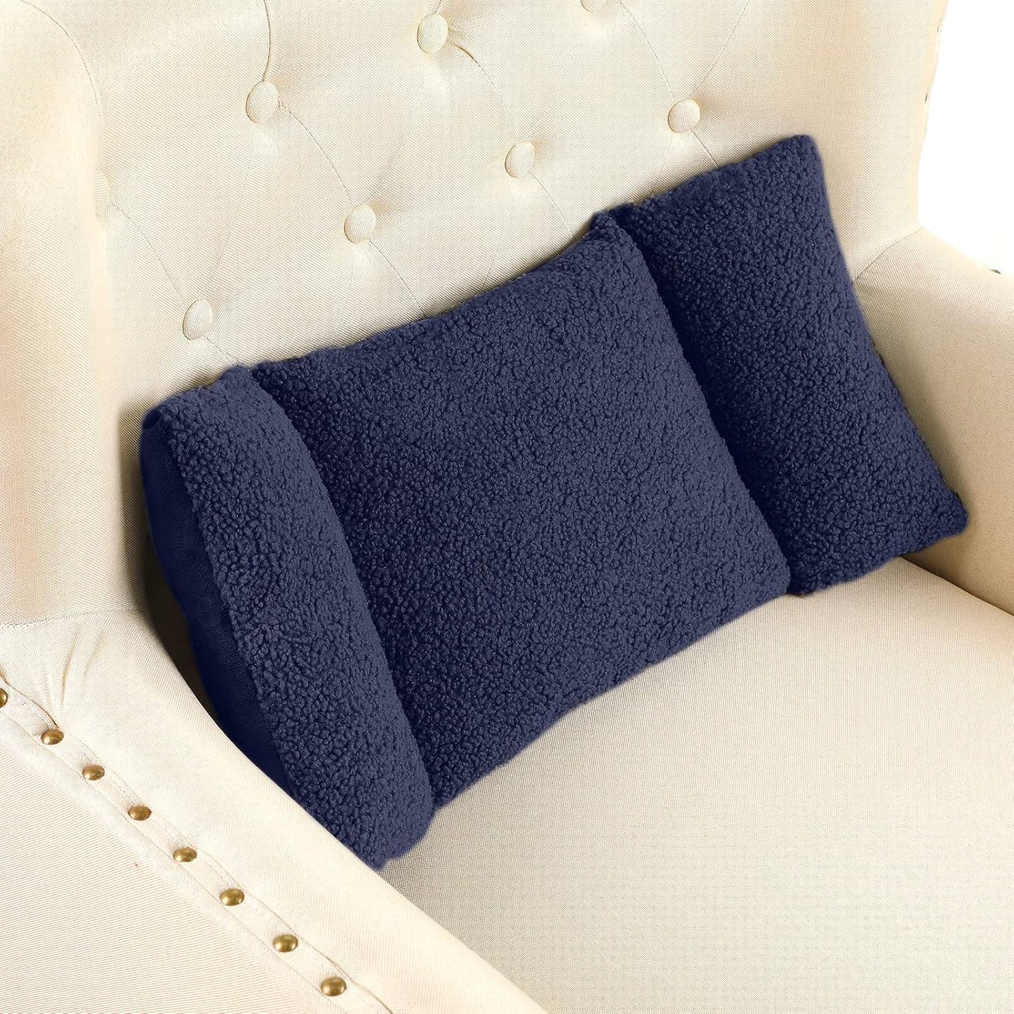 Queekay Fleece Lumbar Support Pillow 3 Section Back Pillow Office Chair for Back Support Comfortable Lumbar Cushion for Car Seat Pain Relief Sofa Rest(Black)