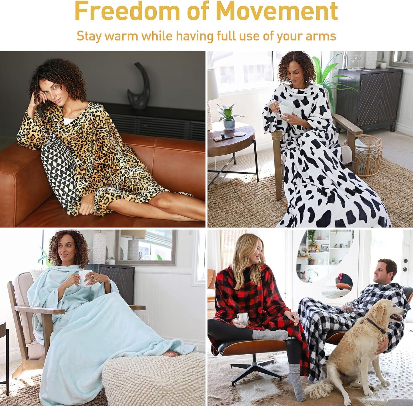 Catalonia Wearable Blanket with Sleeves for Women & Men, Fleece Wrap Throw | Cozy Sleeve Design for Hands-Free Comfort, Perfect for Reading, TV Time & Relaxing, Christmas & Birthday Gift