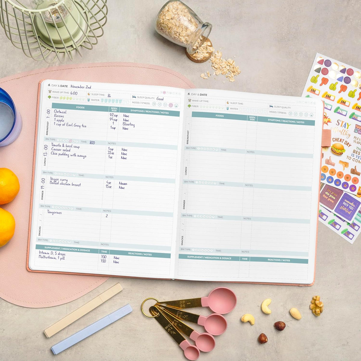 Clever Fox Food Sensitivity Journal & Symptom Diary, 8.5x11 Purple