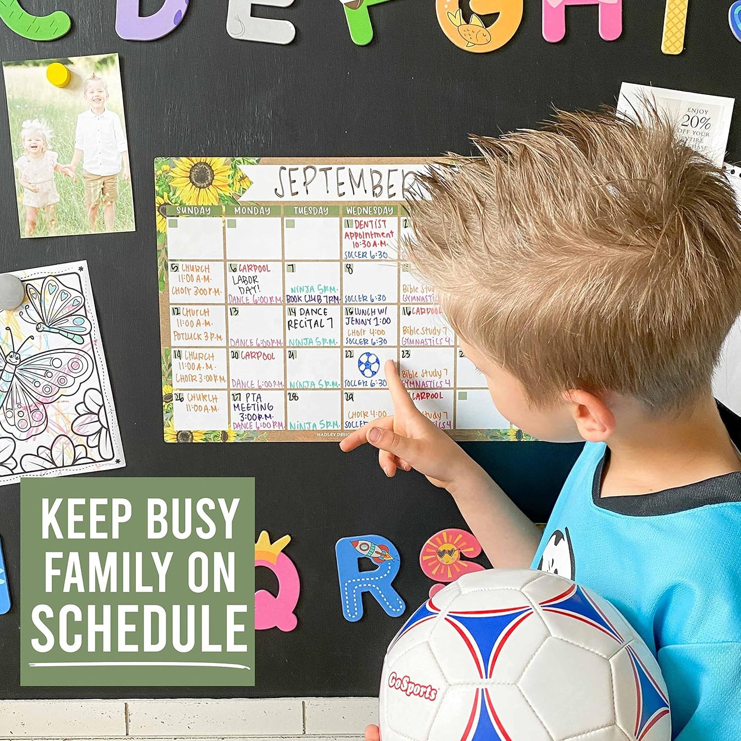 Hadley Designs Magnetic Calendar for Refrigerator - Kraft White Magnetic Dry Erase Calendar, Dry Erase Calendars for Wall, Magnet Fridge Calendars, Notepad for Fridge with Magnet