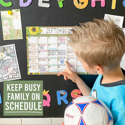 Hadley Designs Magnetic Calendar for Refrigerator - Kraft White Magnetic Dry Erase Calendar, Dry Erase Calendars for Wall, Magnet Fridge Calendars, Notepad for Fridge with Magnet