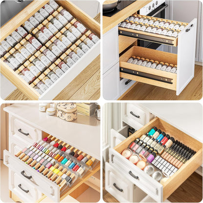 MUDEELA Clear Spice Drawer Organizer, 4 Tier- 2 Set (8 Packs) Spice Rack for Drawer, Expandable From 11" to 22" Kitchen Seasoning Organizers and Storage for Drawer (Jars not included)
