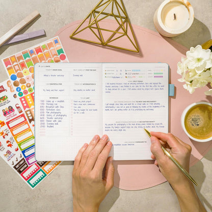 Clever Fox Self-Care Journal for Women, Daily Planner 5.8x8.3 Mystic blue