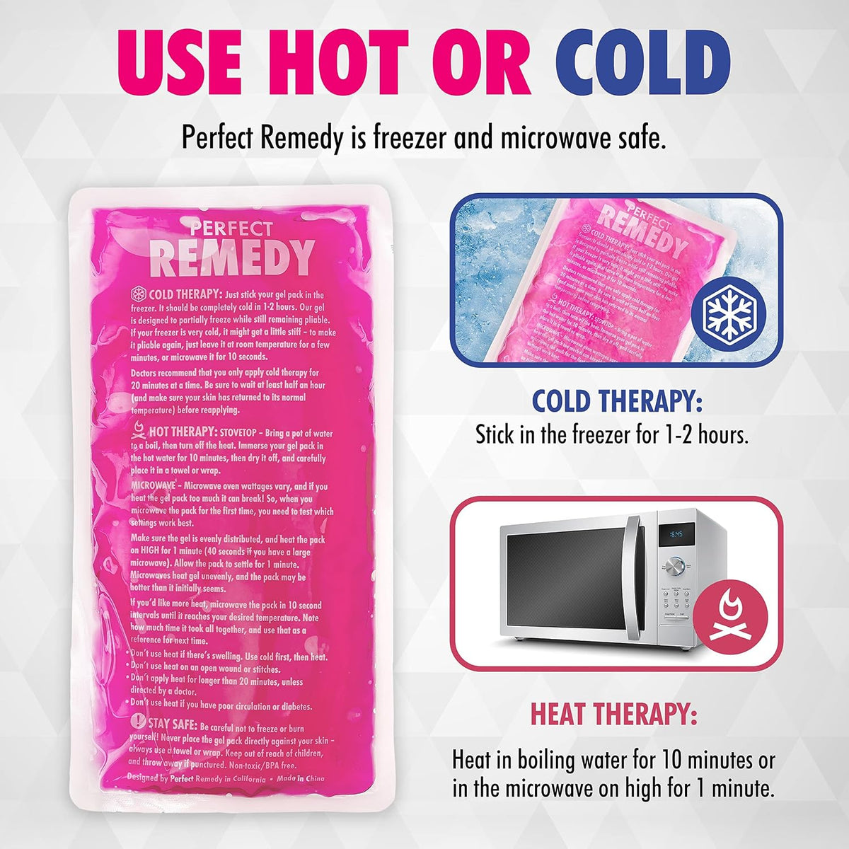 Perfect Remedy Gel Ice Packs for Injuries with Strap Cover, Flexible Hot Cold Compress, Soothing Soft Ice Packs for aid in Injuries Conditions, Alternative to Hot Water Bottles (Blue, Regular)