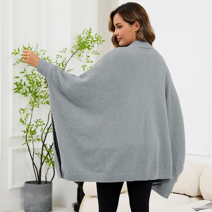 Wearable Blanket Sherpa Poncho Unique Office Work Warm Cozy Shawl TV Throw Blankets, Plush Cape Wrap for Adults