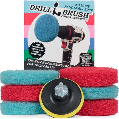 Cordless Drill Attachment - Acid Rain - Pool Tile - Granite - Shower Doors | Scrub - Scour - Drill Pads - Hard Water Stain Remover - Soap Scum - Mold - Mildew - Mineral - Rust - Calcium - Limescale