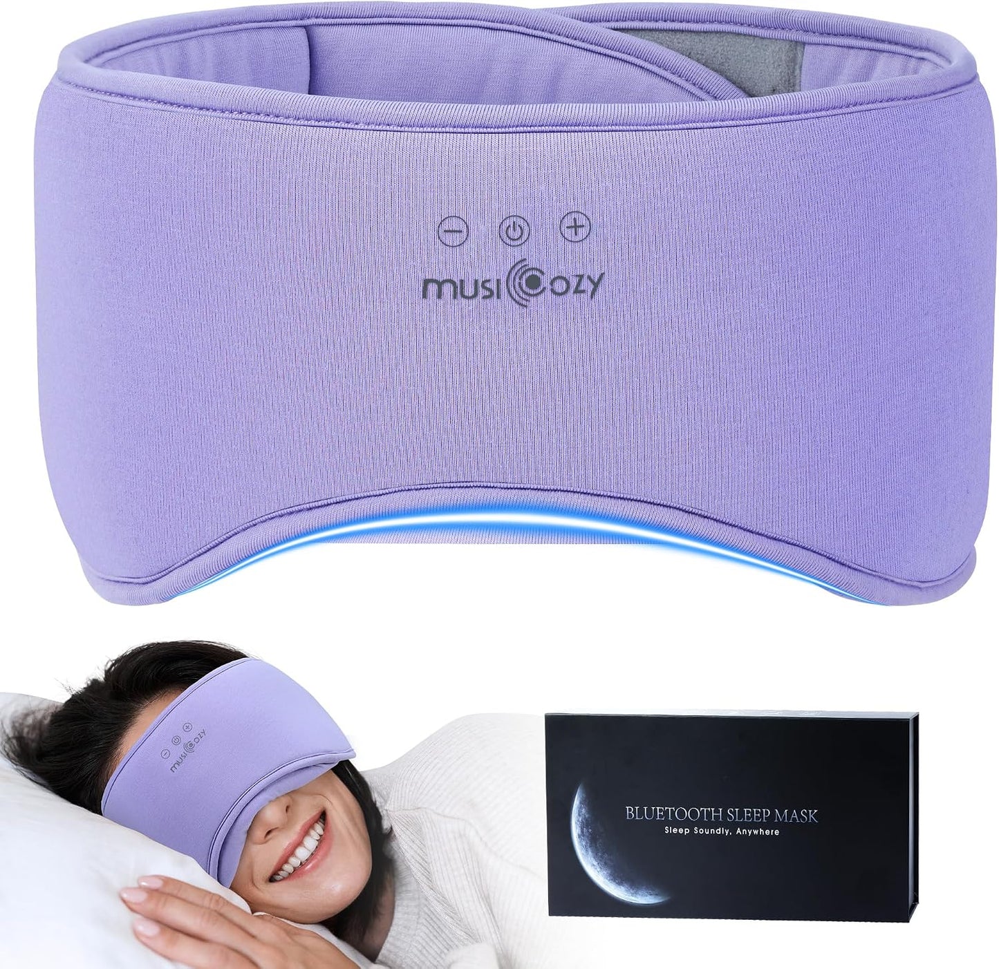 MUSICOZY Sleep Mask with Bluetooth Headphones Eyemask for Side Slippers | Bamboo Cotton Sleeping Headphone,Wireless Earphones with HD Stereo Speakers Blackout Eye Masks Earbuds for Men and Women