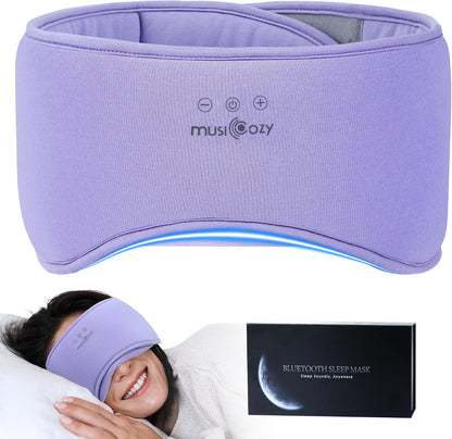 MUSICOZY Sleep Mask with Bluetooth Headphones Eyemask for Side Slippers | Bamboo Cotton Sleeping Headphone,Wireless Earphones with HD Stereo Speakers Blackout Eye Masks Earbuds for Men and Women