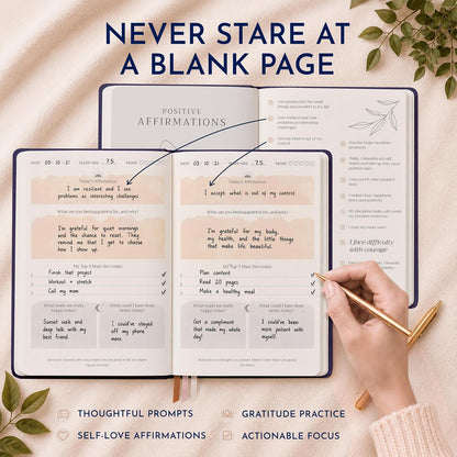 Premium Gratitude Journal for Men – 6 Month Guided Daily Prompts, Habit Tracker – Hardcover, 249 Pages, Lay Flat, 100gsm Paper – Mens Mindfulness Gifts, Mental Health, Self Mastery, Gift Boxed