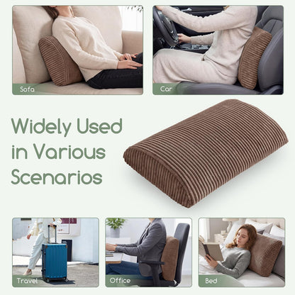 HIGOGOGO Lumbar Support Pillow for Recliner Chair/Accent Chair/Couch, Memory Foam Back Support Cushion for Elderly, Recliner Cushions for Back Rest, Pain Relief, Reading, Washable Cover, Brown