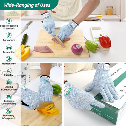 C4 Cut Resistant Gloves, ANSI A4, 100% Food Grade, 1 Pair, Medium | Food grade cutting gloves, glass-free & steel-free, breathable, washable. Ideal for meat cutting, slicing and oyster shucking