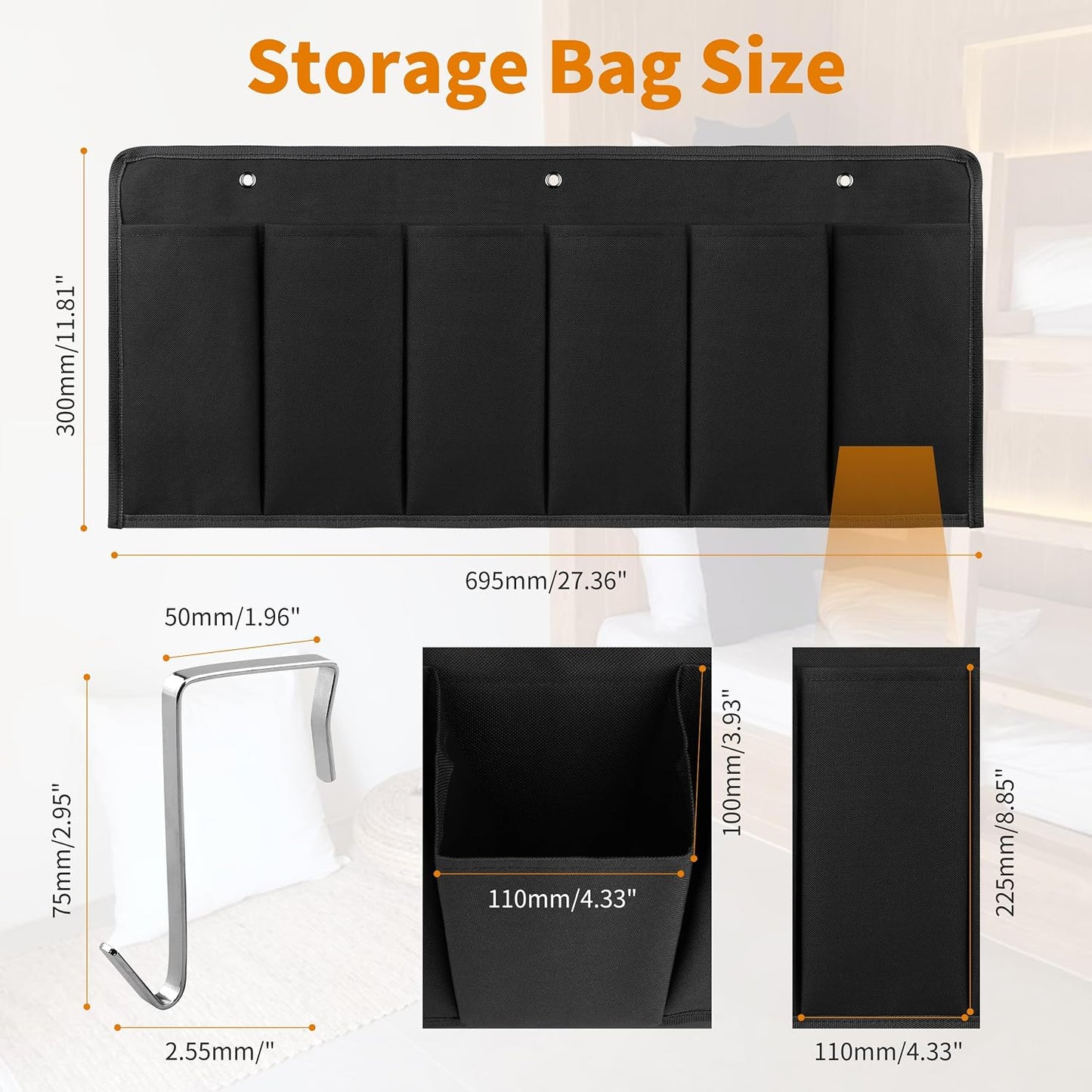 RVZONE RV Shoe Pockets 6 Large Pockets Heavy Hanging Bedside Storage Organizer with Sturdy Hooks for Shoes, Toys and Tools