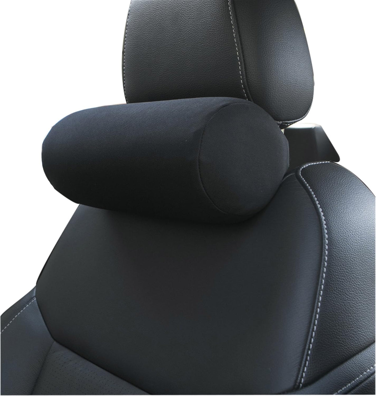 ALIBO Memory Foam Chairs Recliner Car Neck Pillow with Adjustable Strap Soft Auto Cervical Round Roll Bolster Headrest Supports Cushion Pad Black 1 Piece