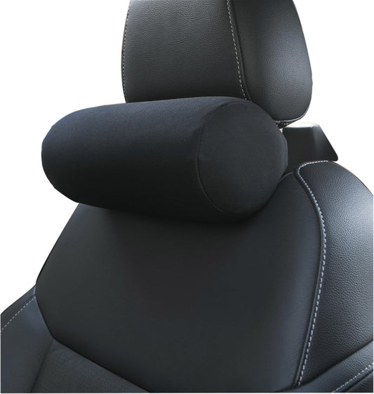 ALIBO Memory Foam Chairs Recliner Car Neck Pillow with Adjustable Strap Soft Auto Cervical Round Roll Bolster Headrest Supports Cushion Pad Black 1 Piece