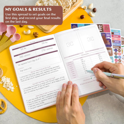 Legend Food Journal, Weight Loss & Meal Tracking Diary 5.8x8.3 Hot Pink