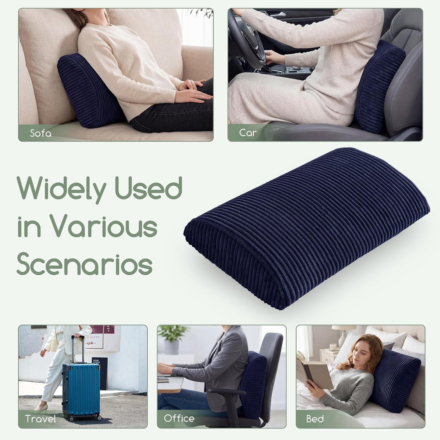 HIGOGOGO Lumbar Support Pillow for Recliner Chair/Accent Chair/Couch, Memory Foam Back Support Cushion for Elderly, Recliner Cushions for Back Rest, Pain Relief, Reading, Washable Cover, Brown