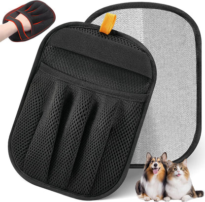 Pet Hair Removal Glove Cat & Dog, Electrostatic Reusable Hair Remover Tool | Upgraded washable 5-Finger pet hair remover works for laundry, couch, carpet & car seat, removes dog and cat fur easily