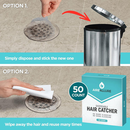 25 Pack Disposable Shower Drain Hair Catcher Mesh Stickers - Peel & Stick Drain Strainers to Prevent Clogs, Strong Waterproof Adhesive, Mess-Free Disposable Drain Covers for Shower & Bathtub