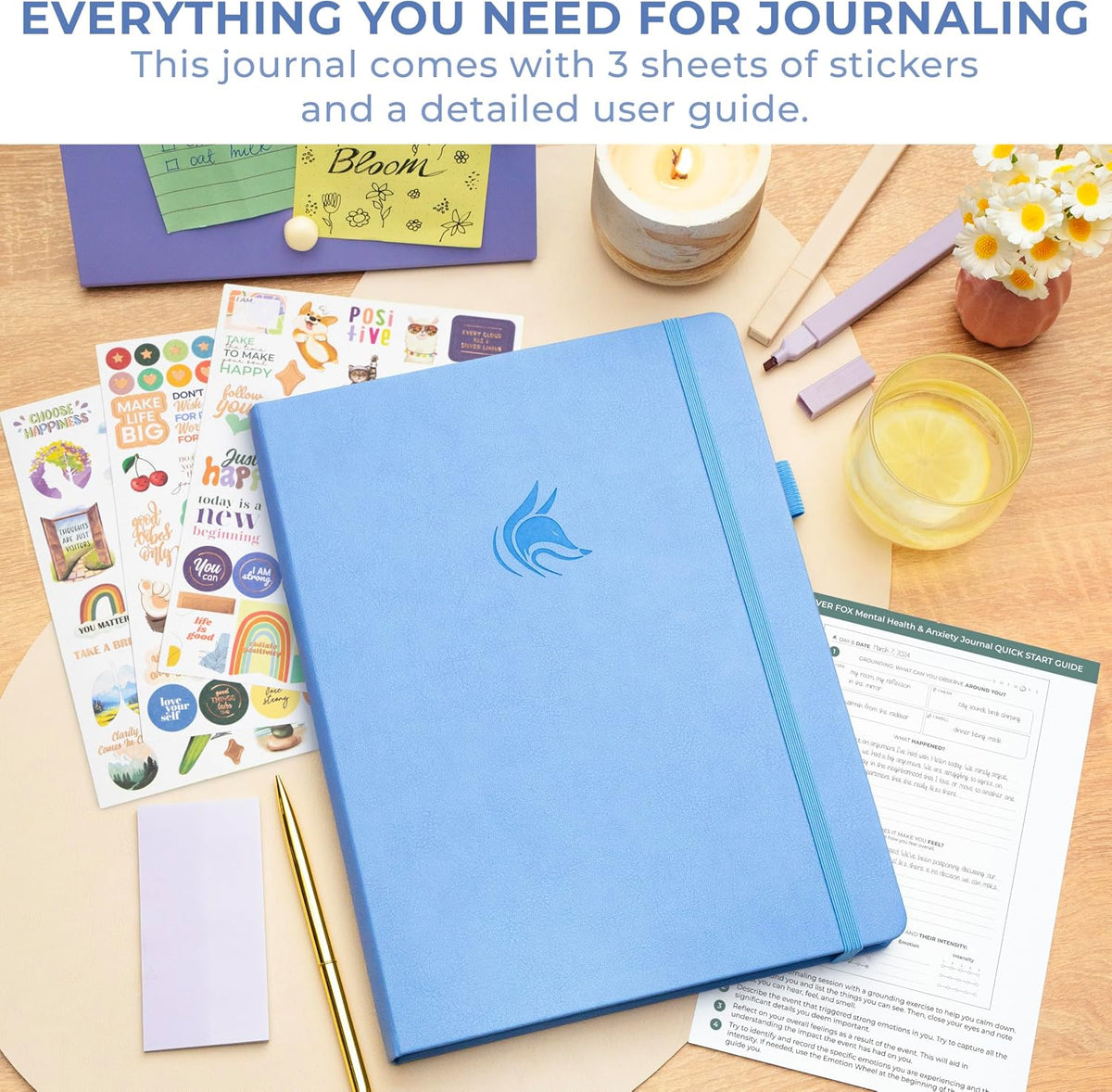 Clever Fox Mental Health & Anxiety Journal CBT Prompts 5.8x8.3 Lavender