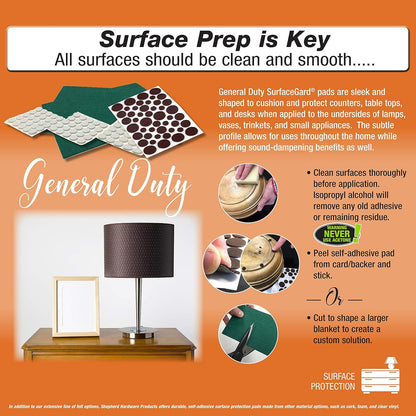 9423 Self-Adhesive Felt Surface Protection Pads, Assorted Sizes, 46-Count, Green