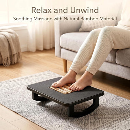 Bamboo Under Desk Foot Rest Foot Stool Rocking Footrest (Nature Semicircle) | Ergonomic Wooden Foot Stool with Non-Slip Surface